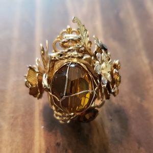 Gold and amber statement ring